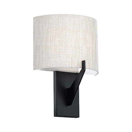 Fitzgerald 8in LED Fabric Wall Sconce 3-CCT 2700K-3000K-3500K Set To 3000K In Brushed Nickel